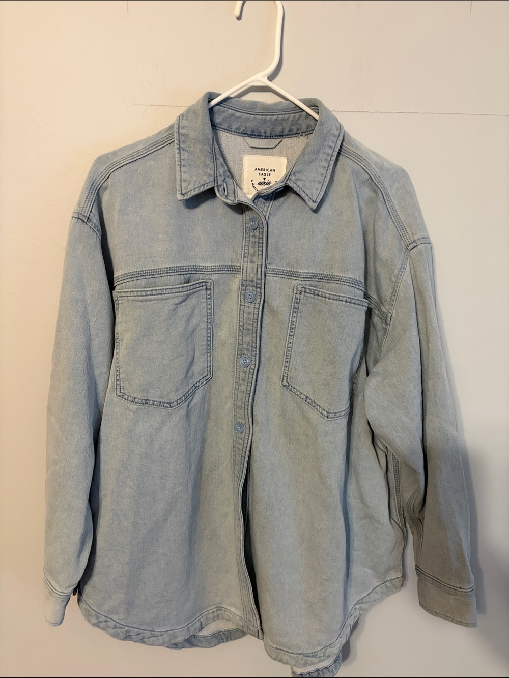 aerie light blue denim jacket/oversized shirt. Med. Classic button down.